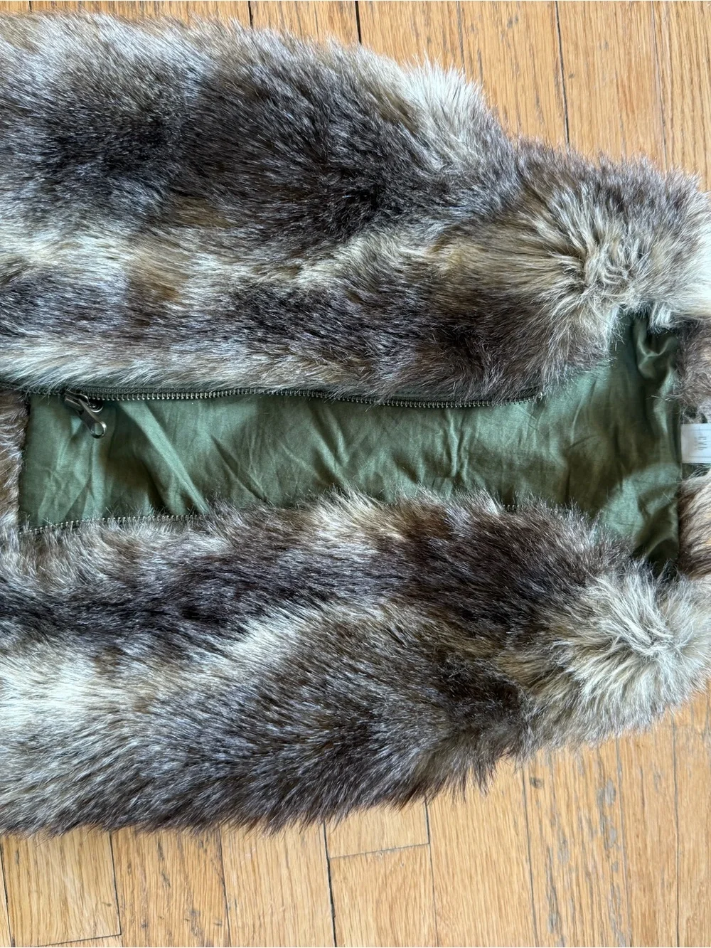 GAP Faux Fur Vest in Brown and Cream Tones